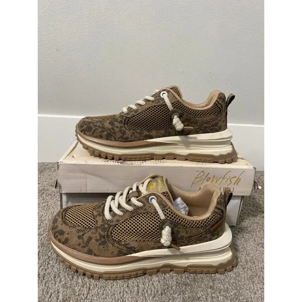 New Blowfish Malibu Leotina Leopard Chunky Sneakers Women’s Size 7.5